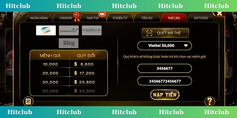 nạp rút tiền